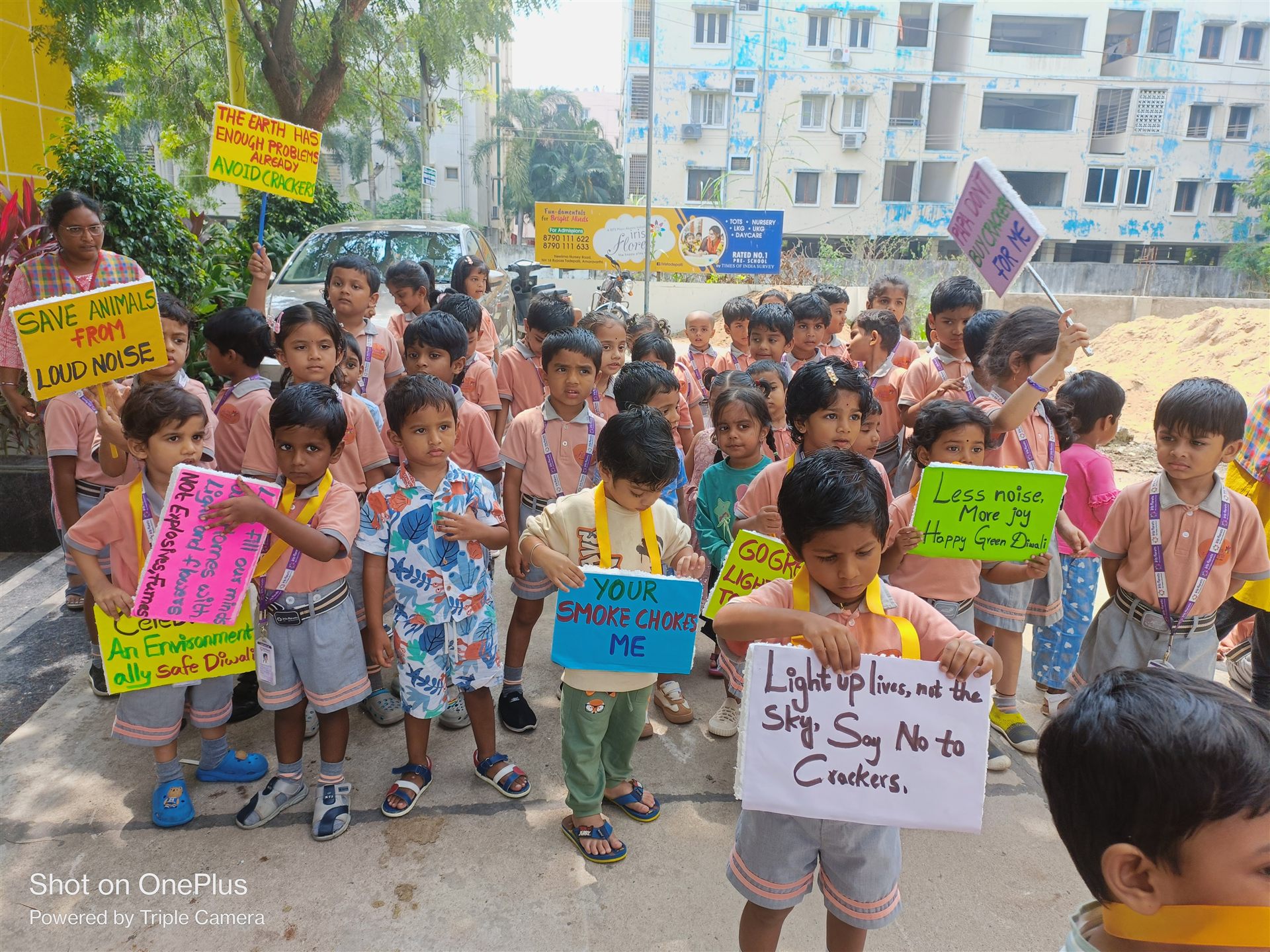 Children on a Green Diwali awareness rally